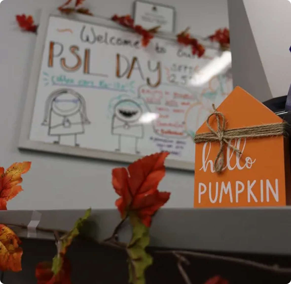 Cozy autumn leaves and pumpkin theme