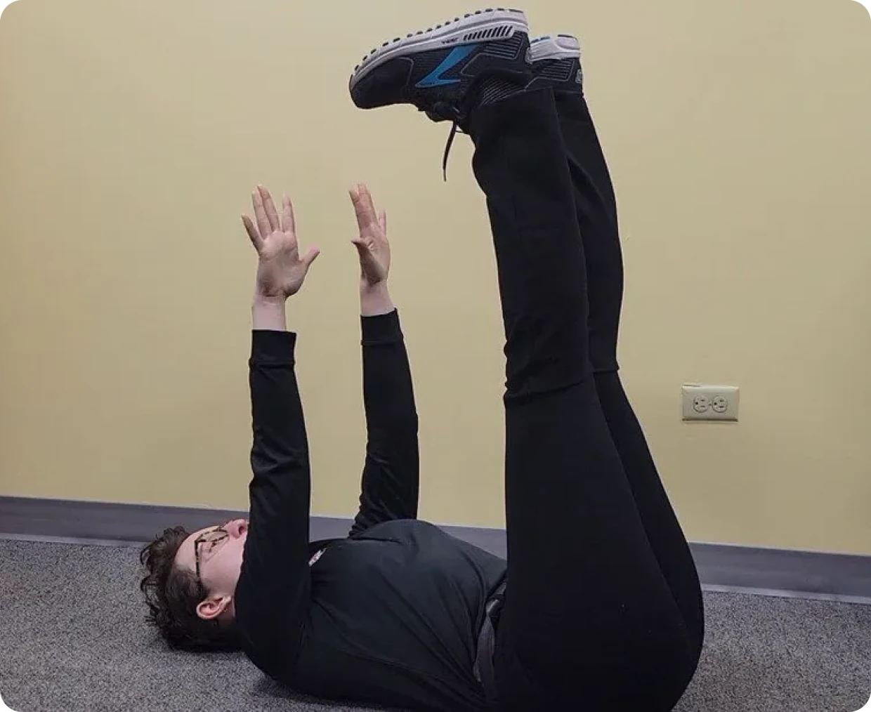 Fitness routine with legs elevated
