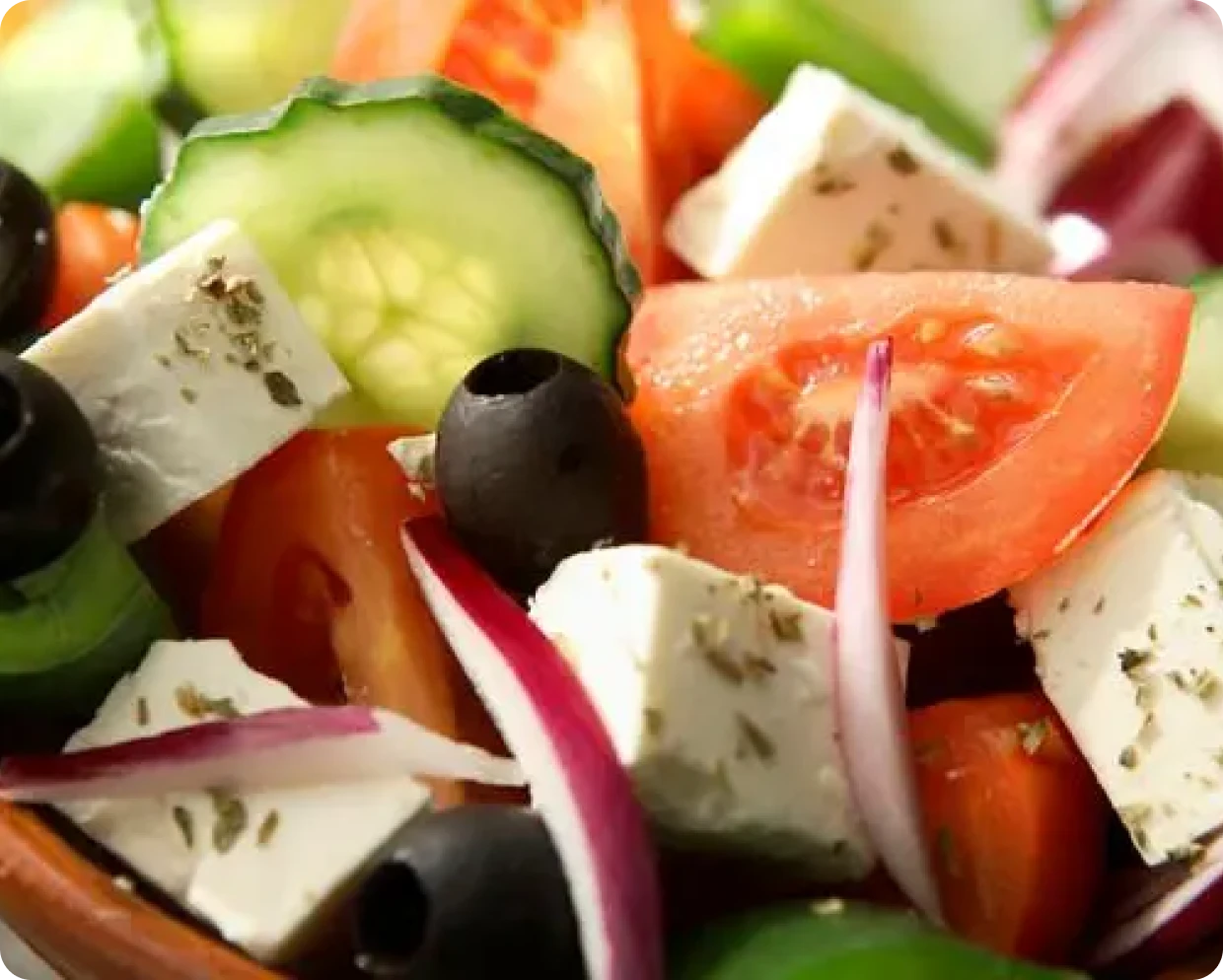 Colorful vegetable salad with feta cheese